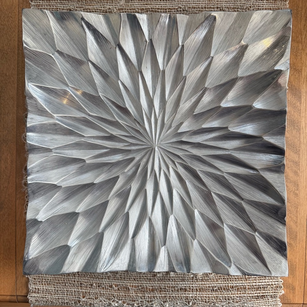 Square Silver Metal Decor/Serving Tray